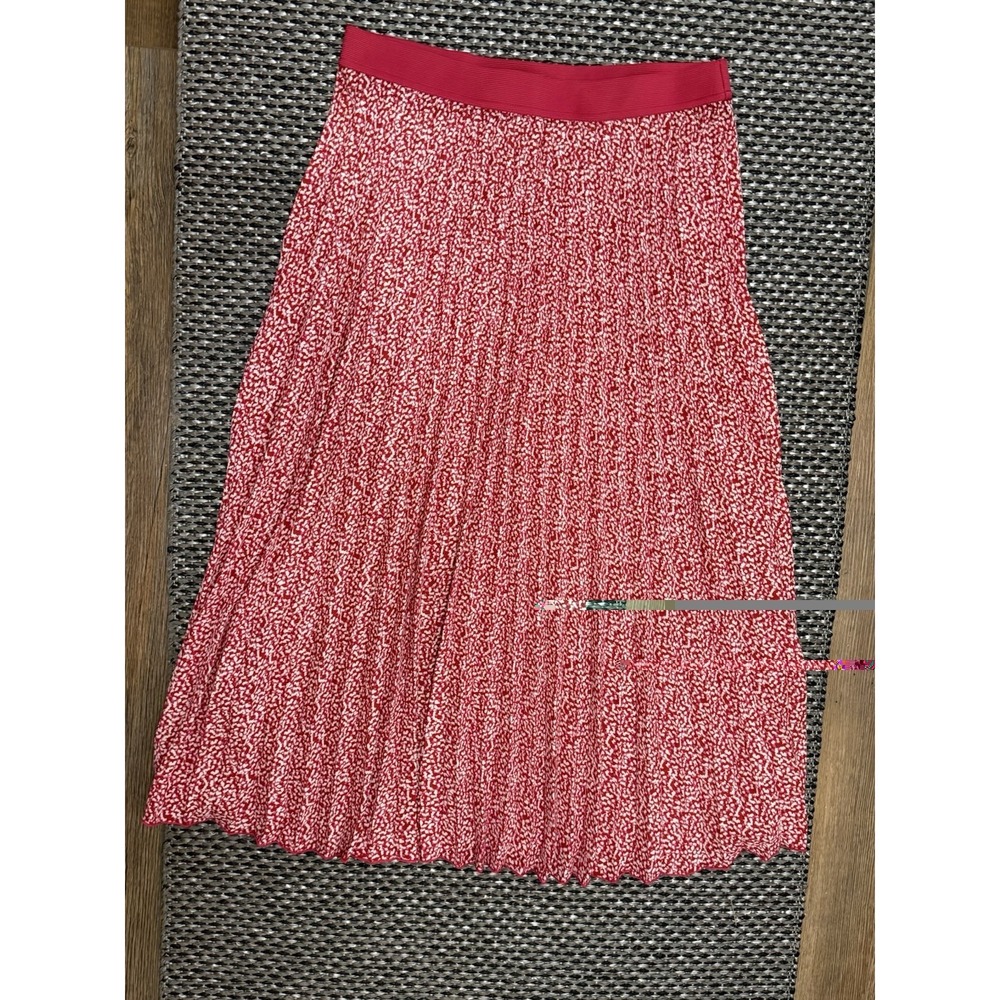 Vince Camuto Midi Pleated Skirt Floral Feminine Flowy Career Pull On Berry Sz M - Picture 3 of 8